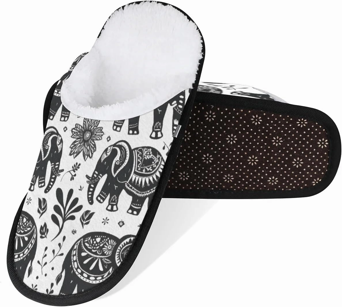 Ethnic Elephants Slippers for Women Soft Non-Slip Indoor Slippers Home Slippers