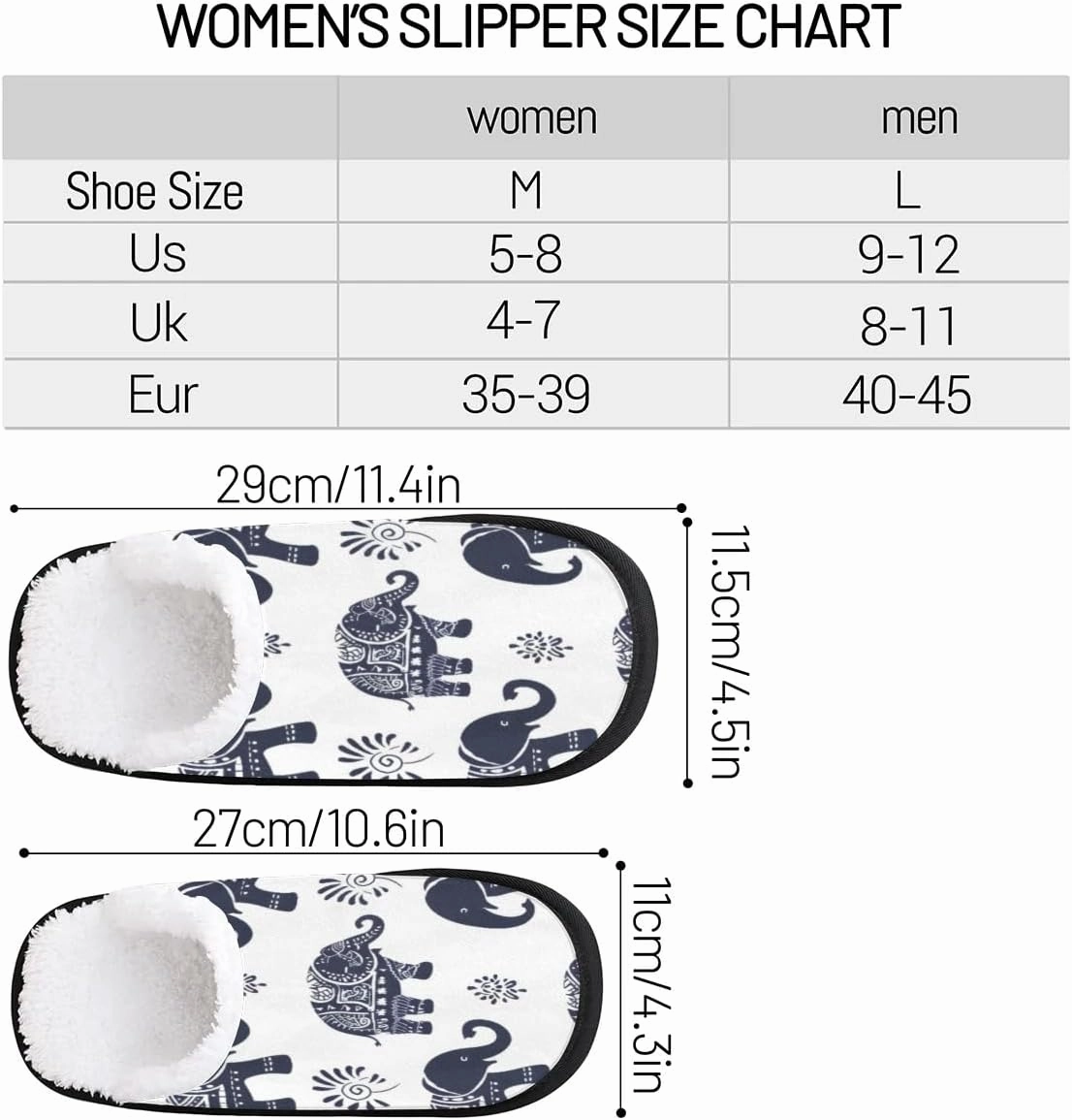 Ethnic Elephants Slippers for Women Soft Non-Slip Indoor Slippers Home Slippers
