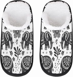Ethnic Elephants Slippers for Women Soft Non-Slip Indoor Slippers Home Slippers