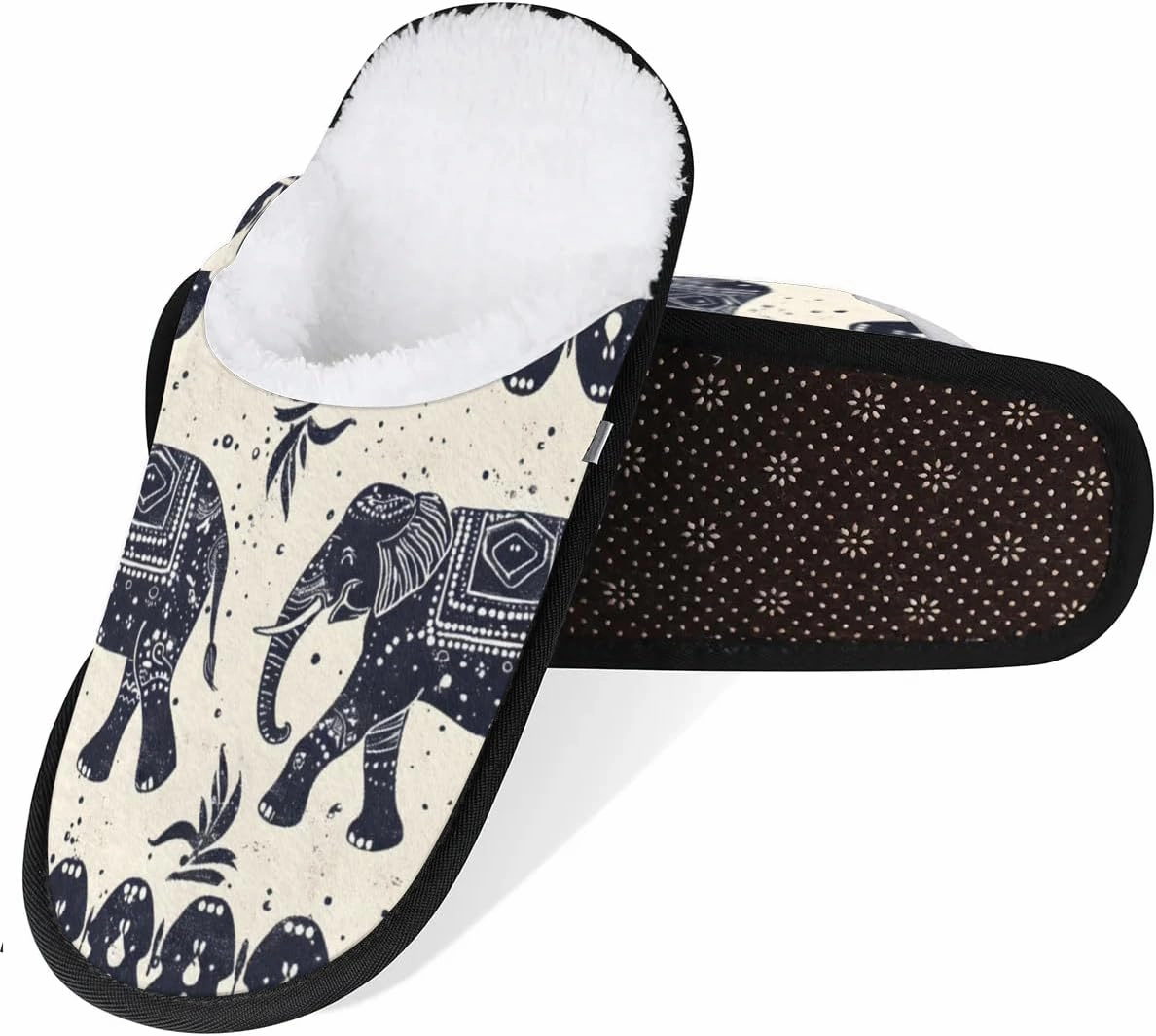 Ethnic Elephants Slippers for Women Soft Non-Slip Indoor Slippers Home Slippers