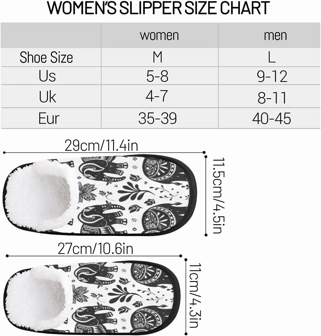 Ethnic Elephants Slippers for Women Soft Non-Slip Indoor Slippers Home Slippers