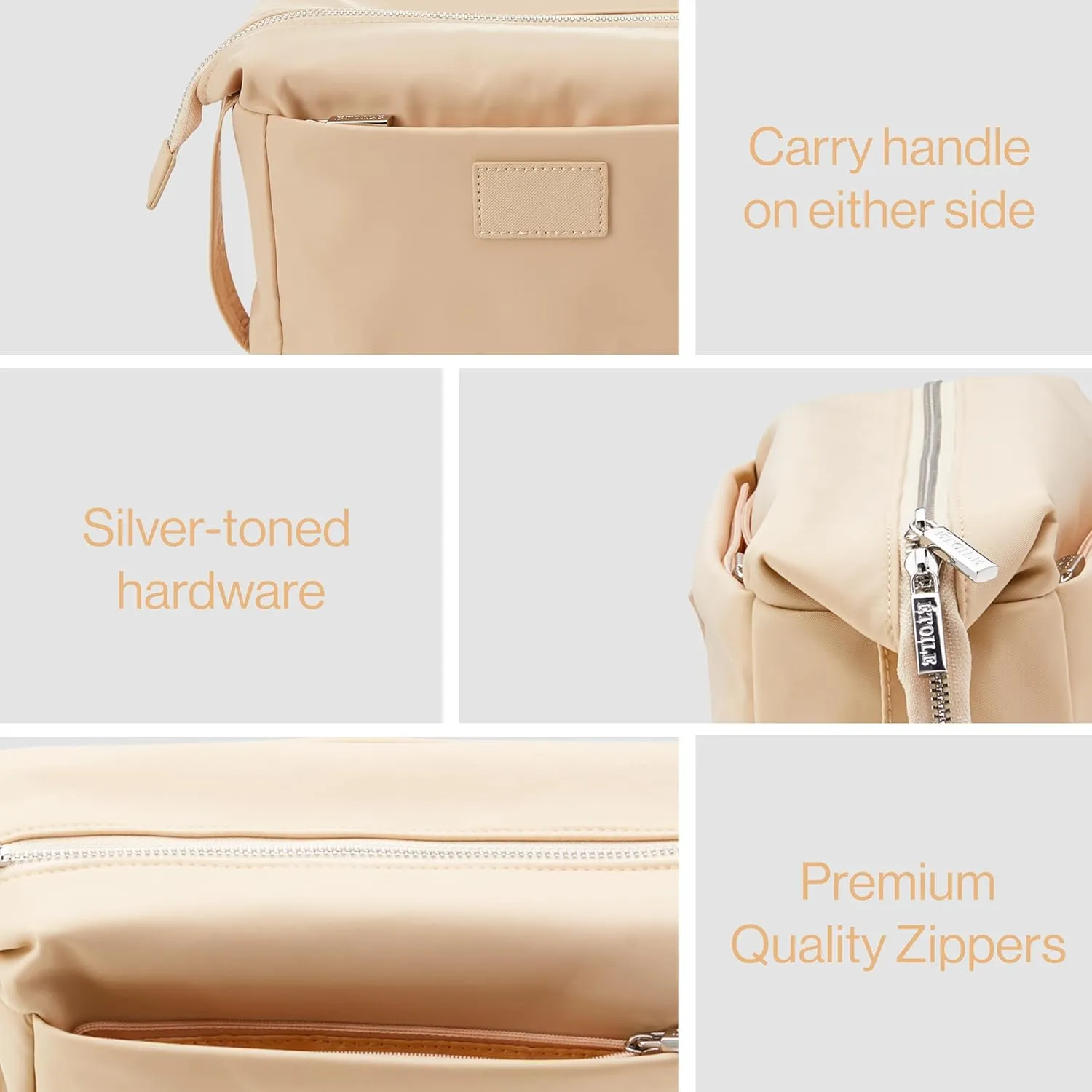 ETOILE - Jet Setter Travel Case Beige Soft Flexible and Foldable Makeup Cosmetic Travel Bag