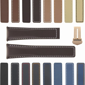 Ewatchparts 19-20-22mm Leather Watch Band Strap Compatible with Tag Heuer Carrera Monaco Clasp Rose Gold