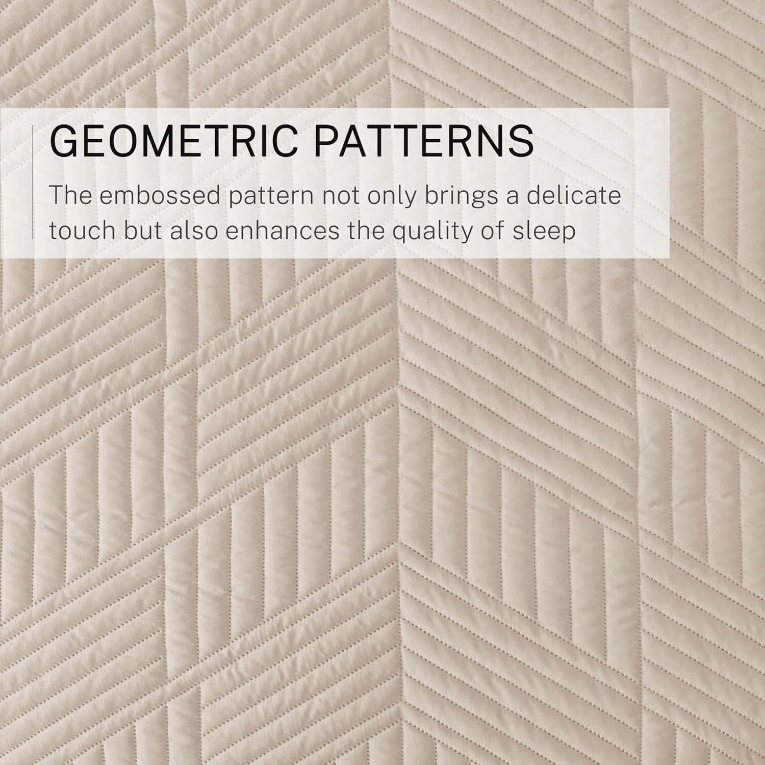 Exclusivo Mezcla Ultrasonic Full Queen Quilt Bedding Set, Lightweight Brich Beige Bedspreads Soft Modern Geometric Coverlet Set for All Seasons (1 Quilt and 2 Pillow Shams)