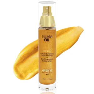 EXSENS Glam Oil, Gold Shimmer Body Luminizer, Hydrate Skin for an Illuminous Glow, Non-Sticky, Eco-Friendly, Vegan, and Cruelty-Free, 50ml (1.7 fl oz) 1 Count