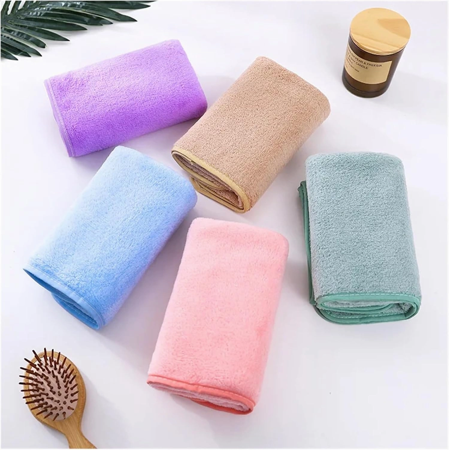 Face Towel Superfine Microfiber Absorbent High-Density Coral Towel Quick Dry Clean Face Soft Absorbent Towel Hook Up(Pink)