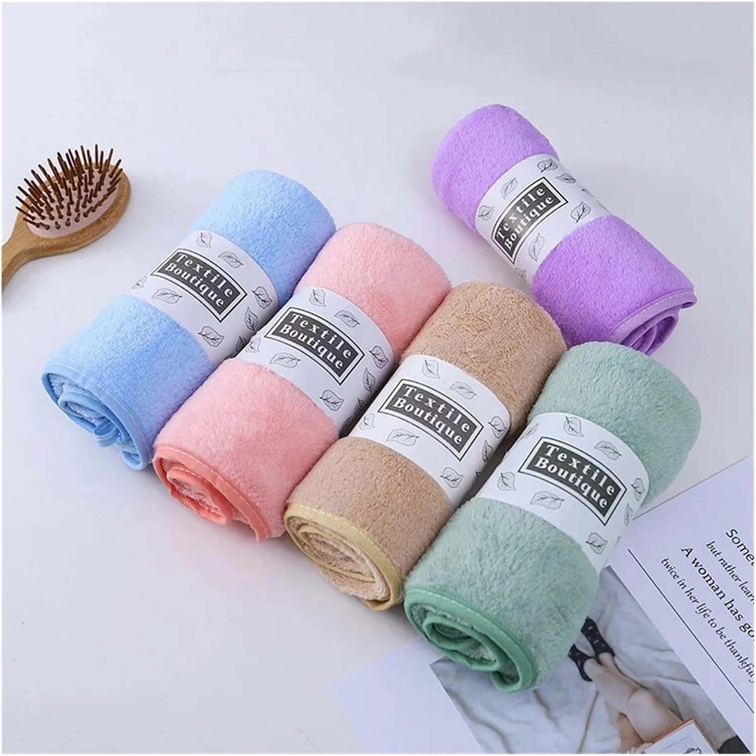 Face Towel Superfine Microfiber Absorbent High-Density Coral Towel Quick Dry Clean Face Soft Absorbent Towel Hook Up(Pink)