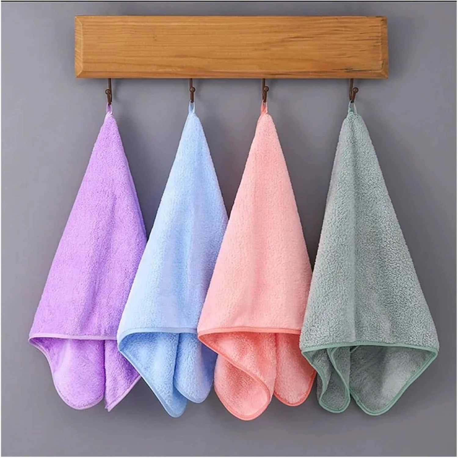 Face Towel Superfine Microfiber Absorbent High-Density Coral Towel Quick Dry Clean Face Soft Absorbent Towel Hook Up(Pink)