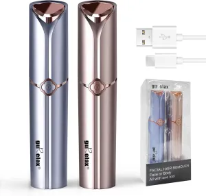 Facial Hair Removal for Women(1 Gold 1 Blue), Gurelax Electric Hair Removal Device, Painless Facial Hair Remover for Chin Upper Lip Peach Fuzz, with a Storage Bag