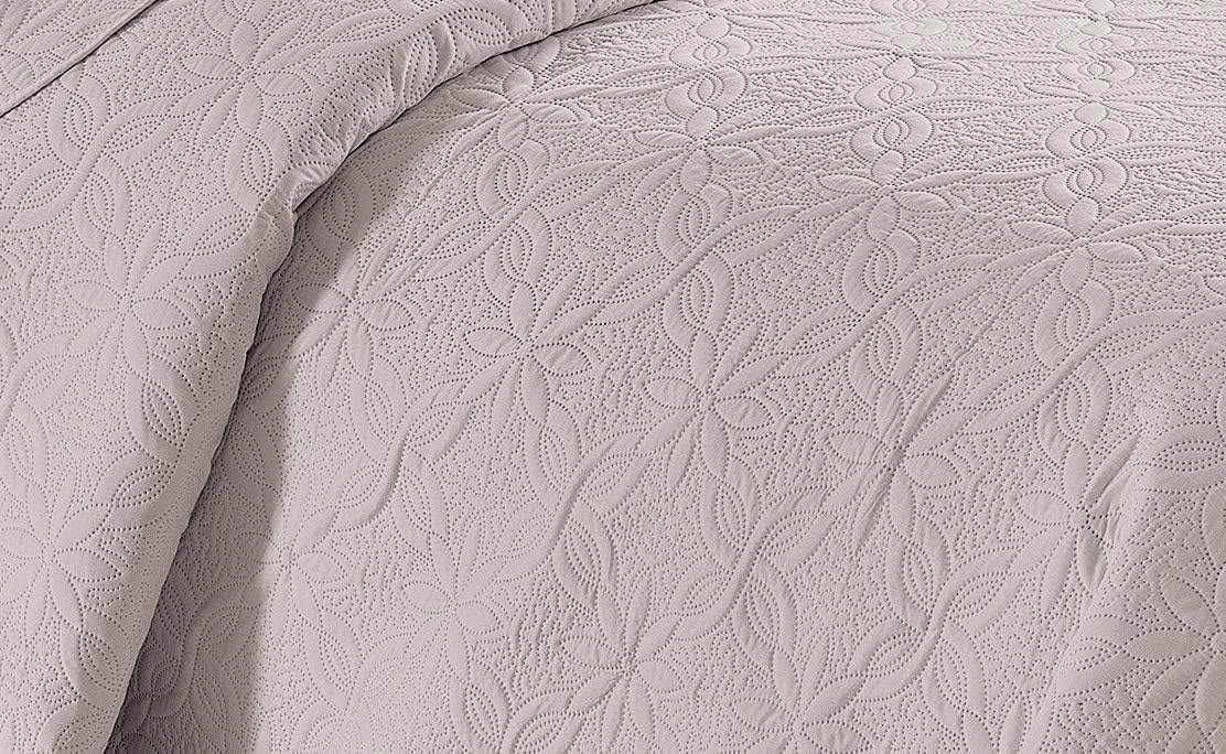 Fancy Linen 3pc Embossed Coverlet Bedspread Set Oversized Bed Cover Solid Floral Daisy Pattern New # Allis (King/California King, Beige)