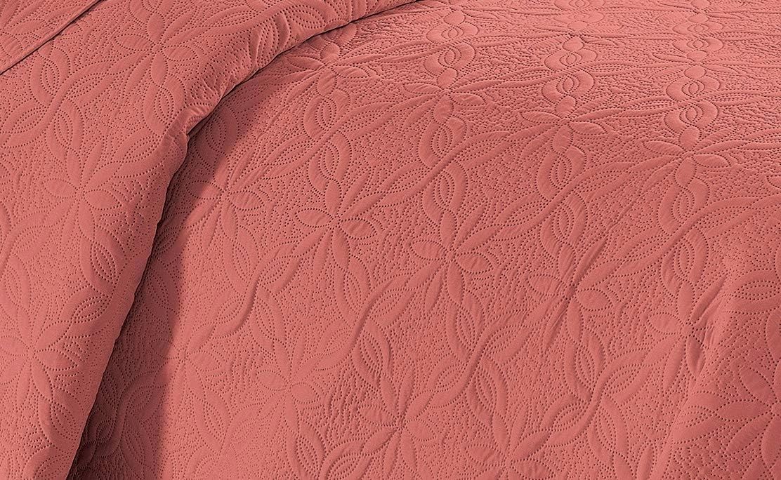 Fancy Linen 3pc Embossed Coverlet Bedspread Set Oversized Bed Cover Solid Floral Daisy Pattern New # Allis (King/California King, Coral)