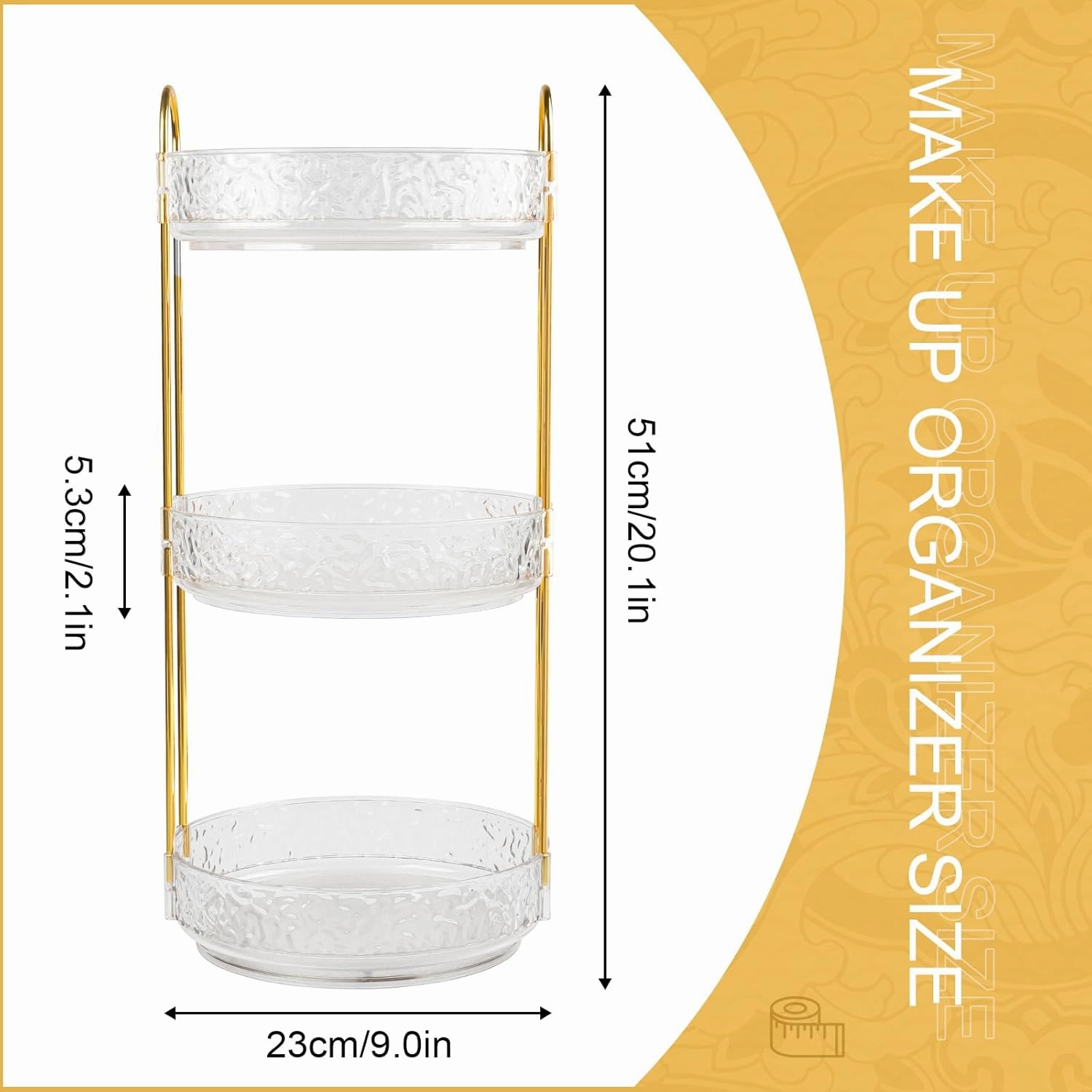 Fangoo 3 Tiers Clear Rotating Makeup Organizer for Vanity, 360 Spinning Skincare Organizers for Dresser Perfume Holder Large Skincare Make Up Storage Cosmetic Organizer for Bathroom Countertop