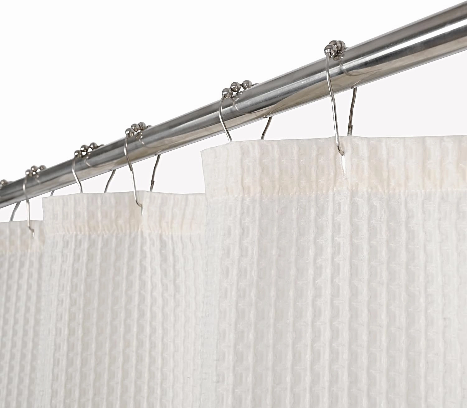 Farmhouse Shower Curtain,Beige and Gray Striped,Button Curtain,Spa Waffle and Cotton Woven Fabric,Rustic Charm Country Chic Style,72x72 in