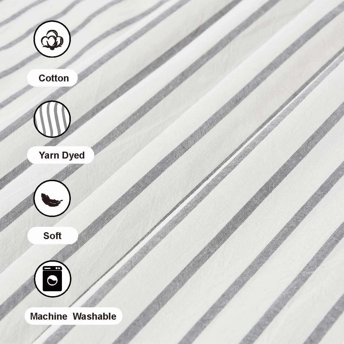 Farmhouse Shower Curtain,Beige and Gray Striped,Button Curtain,Spa Waffle and Cotton Woven Fabric,Rustic Charm Country Chic Style,72x72 in