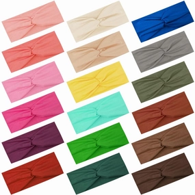 FEQO 18-Piece Twist Headbands for Women: Non-Slip, Wide, Stretchy, Twisted Turban, Colorful Hair Wrap for Workout, Sport, Yoga