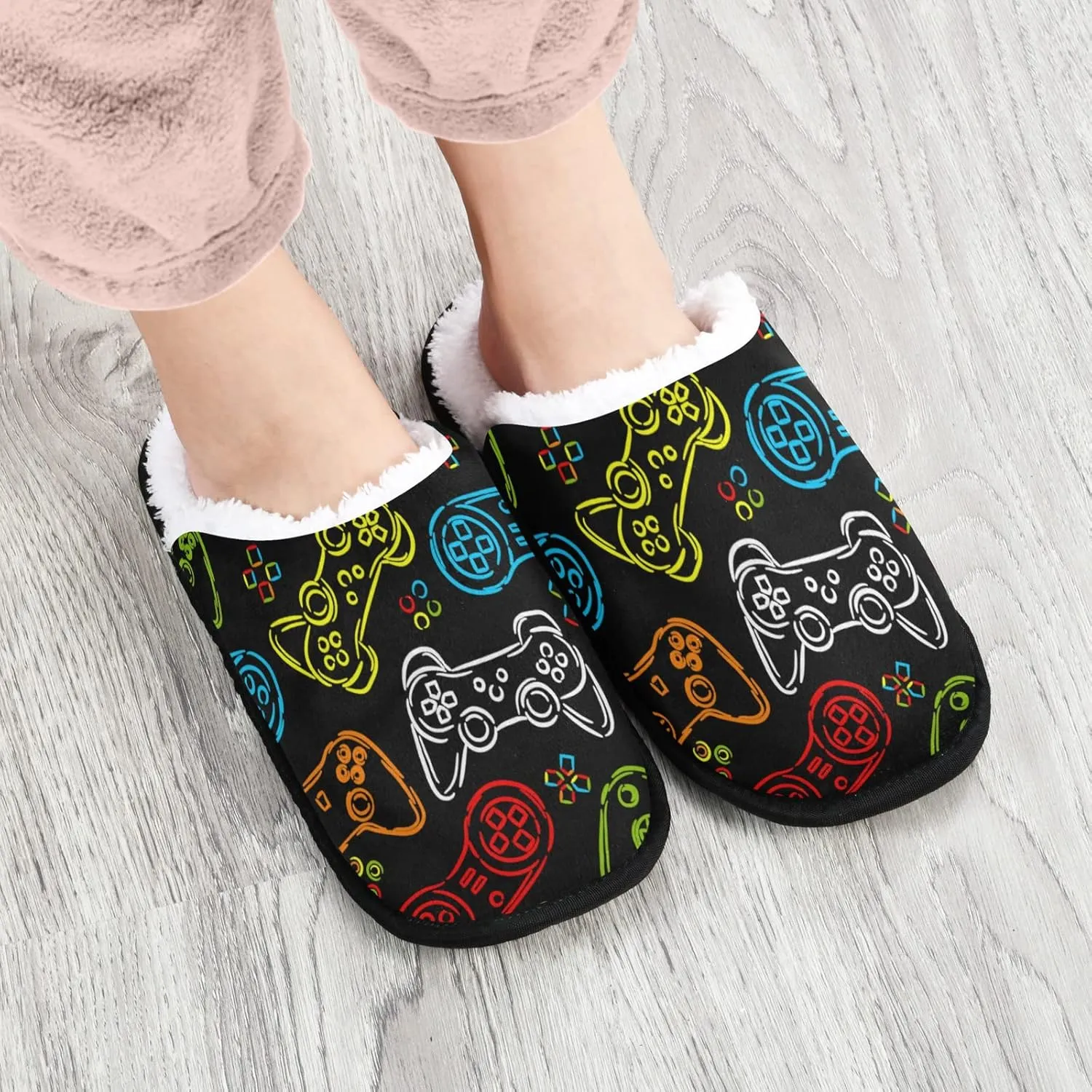 Fisyme Slippers Soft Non-Slip Indoor House Slippers Home Shoes For Bedroom Hotel Travel Spa