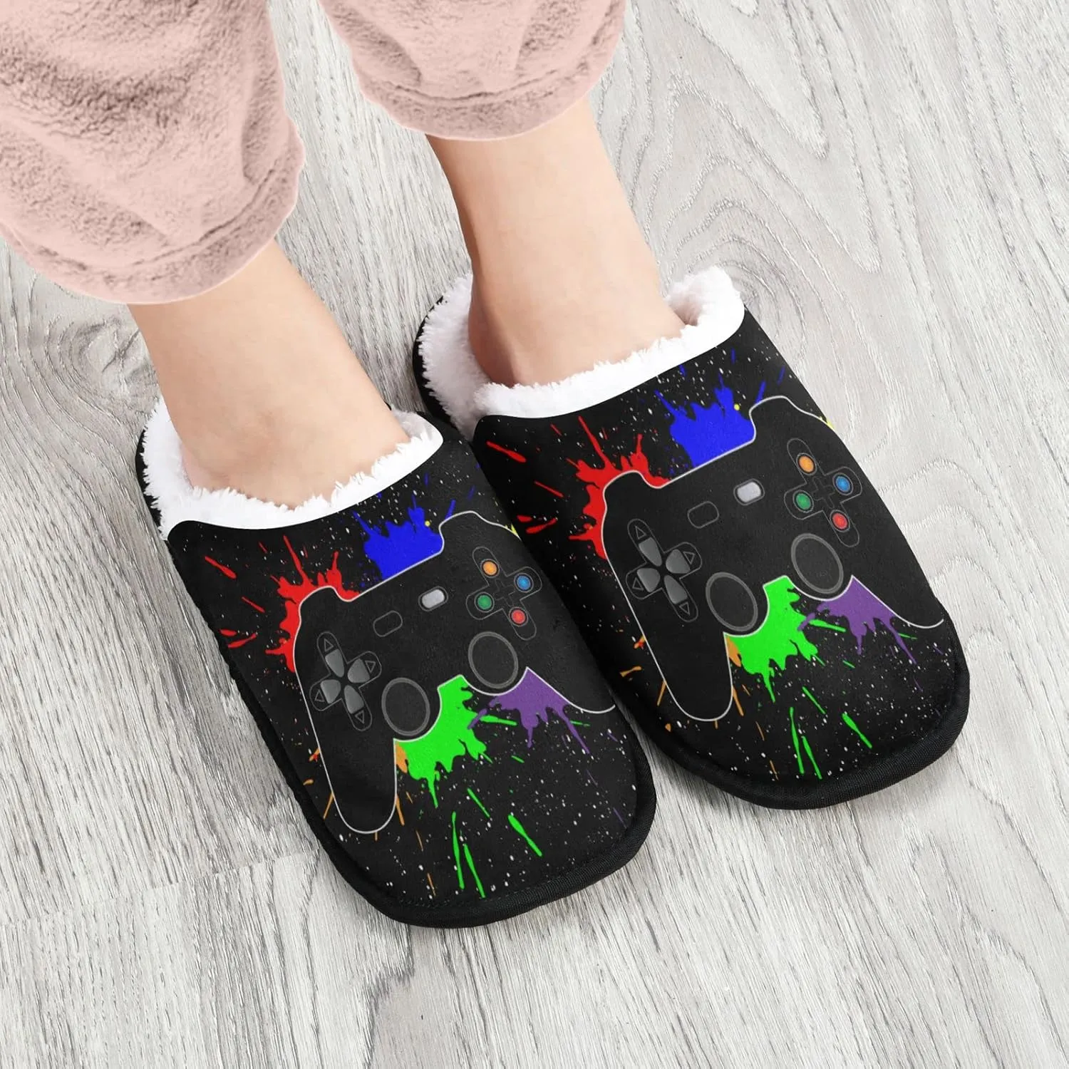 Fisyme Slippers Soft Non-Slip Indoor House Slippers Home Shoes For Bedroom Hotel Travel Spa