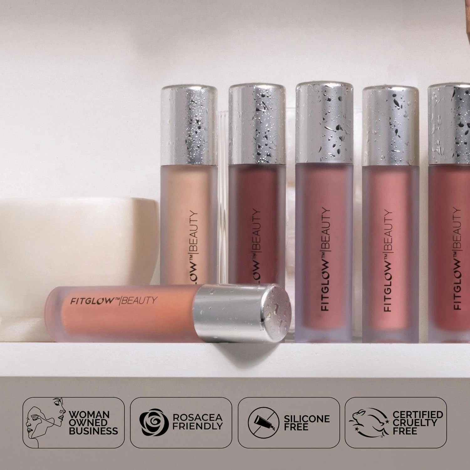 FITGLOW Beauty - Lip Color Serum | Vegan, Woman-Owned Clean Beauty (Gleam - Beige Nude)