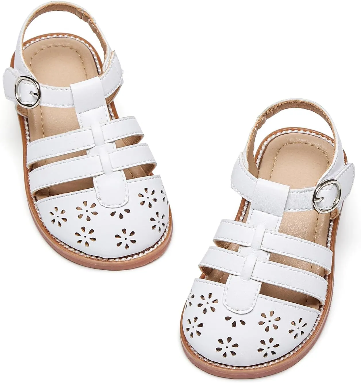 Flaryzone Toddler Little Girls Glitter Flower Open-Toe Flat Dress Sandals Summer Shoes