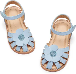 Flaryzone Toddler Little Girls Glitter Flower Open-Toe Flat Dress Sandals Summer Shoes