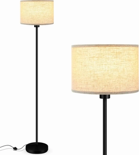 Floor Lamps for Living Room, 59" Tall Lamp with Lampshade, Black Standing Lamp, 12W LED Floor Lamp, Foot Switch, Simple Pole Lamps for Bedrooms, Office, Nightstand, Corner Reading Lamp(E26, Base)