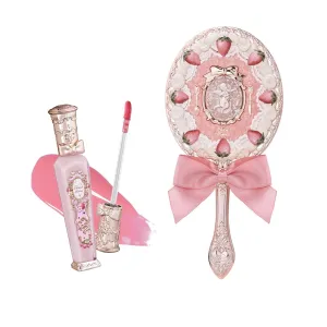 Flower Knows Violet Strawberry Rococo Glitter Lip Gloss G01 Strawberry Macaron Hand Mirror Milk Pink