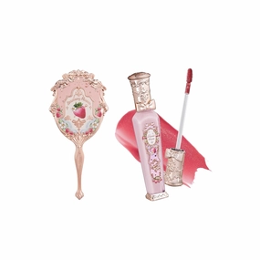 Flower Knows Violet Strawberry Rococo Glitter Lip Gloss G02 Strawberry Rococo Hand Mirror Soft Pink