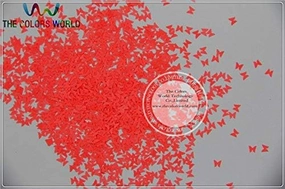 FN-8 Solvent Resistant Neon Pink Red Color Butterfly Bowknot Shape Glitter for Nail Polish and DIY Decoration 1Pack =50g