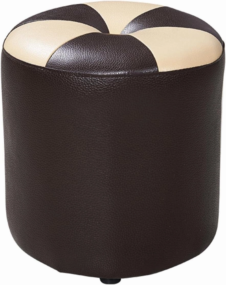 Foot Stool Cowhide Footstool round Foot Stools Shoe Change Stool Pouffe Footstool s for The Bedroom s for Living Room,Brown- 32X40Cm/Brown   Beige/32 * 40Cm