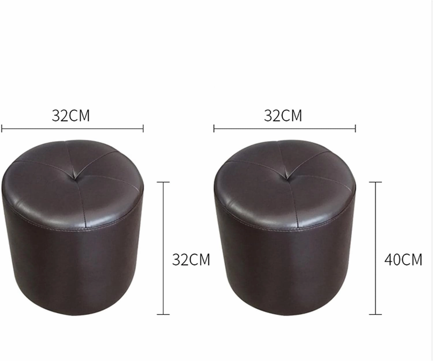 Foot Stool Cowhide Footstool round Foot Stools Shoe Change Stool Pouffe Footstool s for The Bedroom s for Living Room,Brown- 32X40Cm/Brown   Beige/32 * 40Cm
