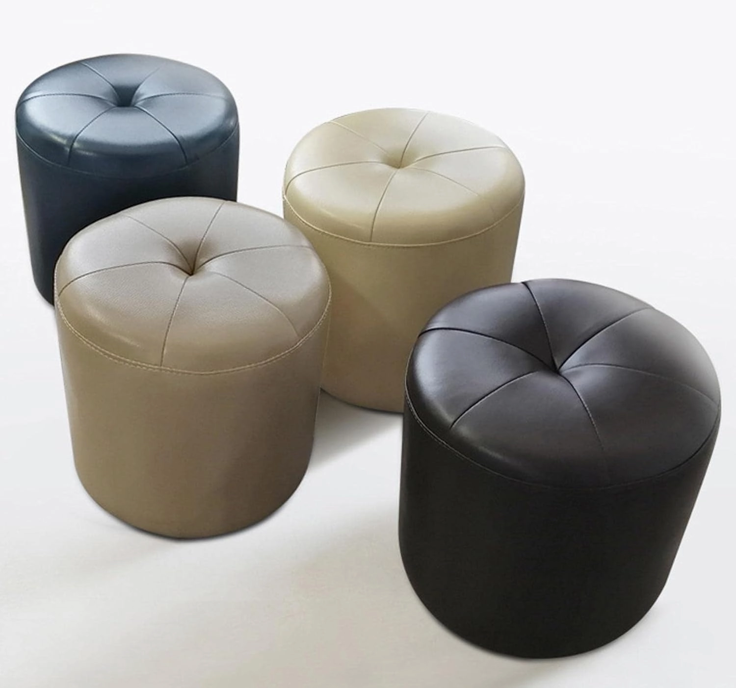 Foot Stool Cowhide Footstool round Foot Stools Shoe Change Stool Pouffe Footstool s for The Bedroom s for Living Room,Brown- 32X40Cm/Brown   Beige/32 * 40Cm