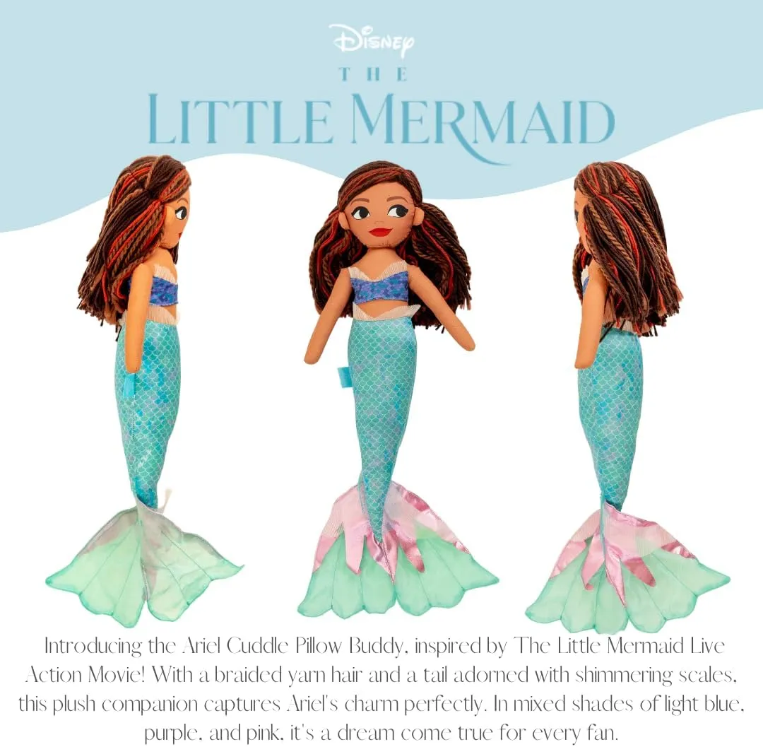 FRANCO Disney's The Little Mermaid Live Action Movie Ariel Bedding Super Soft Plush Cuddle Pillow Buddy, (Official Licensed Disney Product)