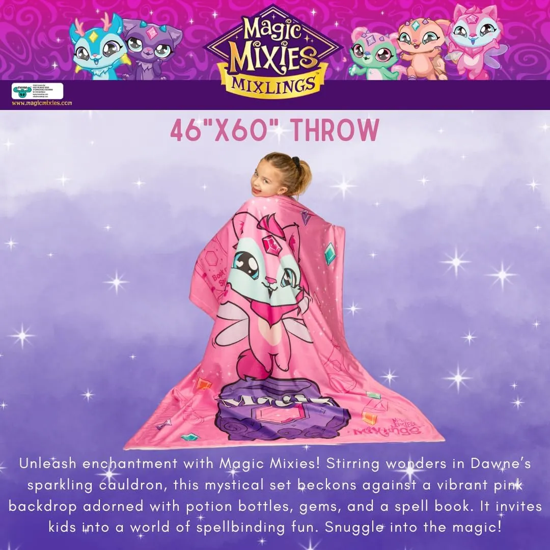 FRANCO Magic Mixies Dawne Kids Bedding Super Soft Cozy Micromink to Coral Throw, 46 in x 60 in, (Officially Licensed Product)