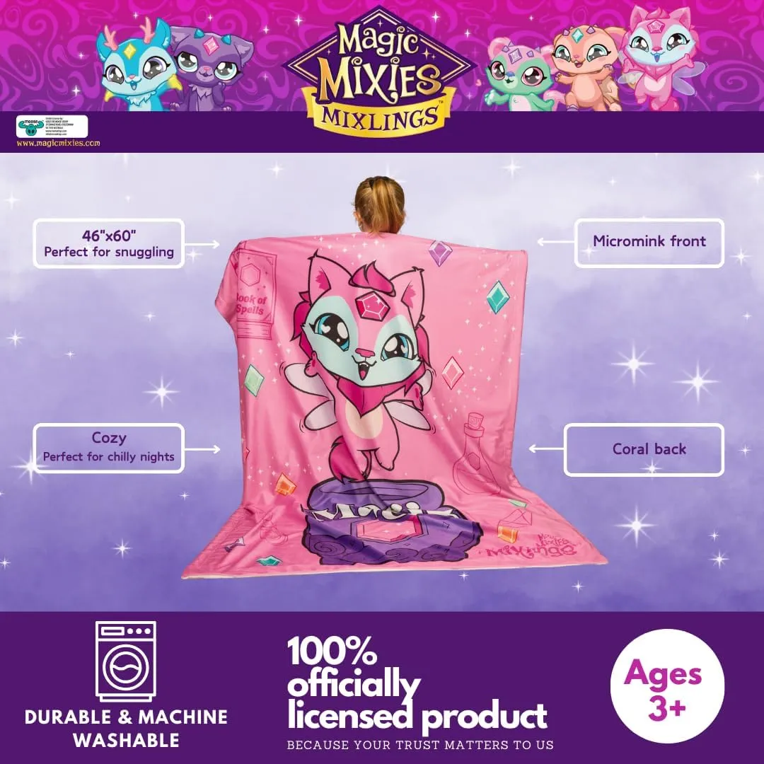FRANCO Magic Mixies Dawne Kids Bedding Super Soft Cozy Micromink to Coral Throw, 46 in x 60 in, (Officially Licensed Product)