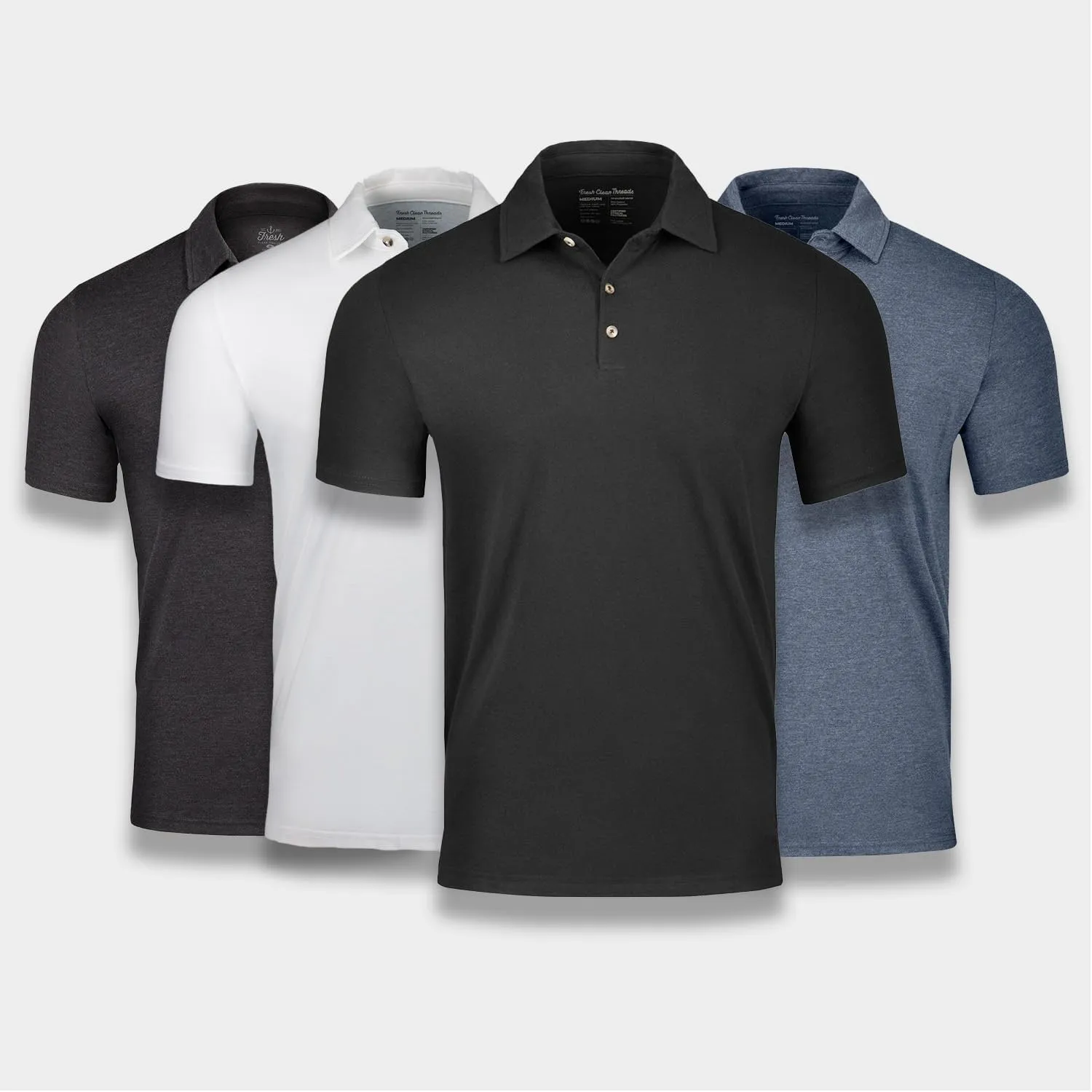 Fresh Clean Threads Mens Polo Shirts - Pre Shrunk Soft Fitted Premium Classic Shirt - Men's Polos Cotton Poly T-Shirt Blend