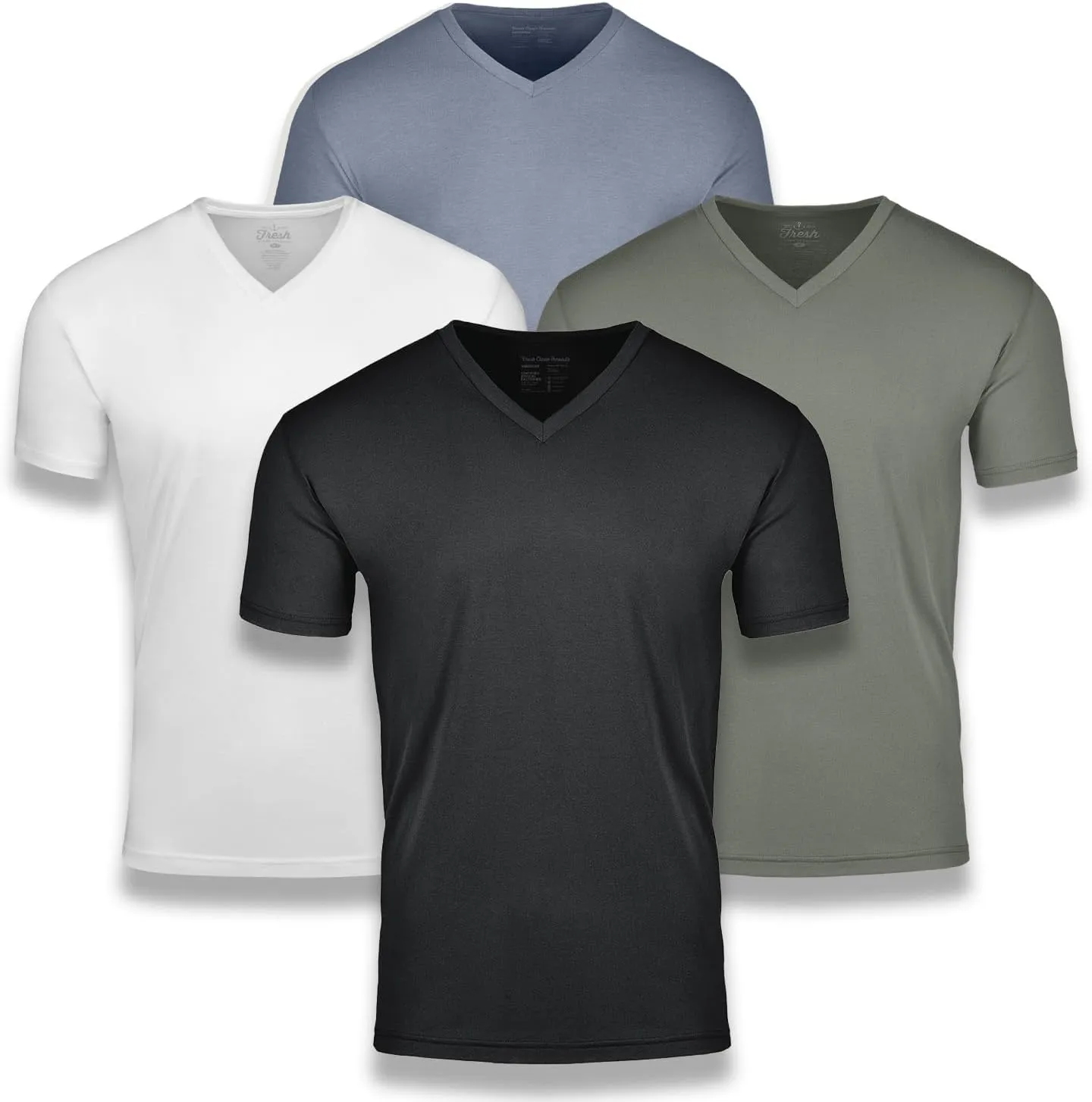 Fresh Clean Threads V Neck T Shirts for Men - Pre Shrunk Soft Fitted Premium Classic Tee - Men's T-Shirt Cotton Poly Blend