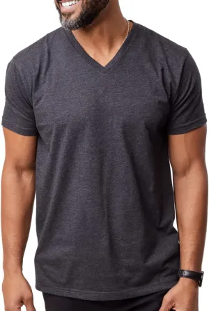 Fresh Clean Threads V Neck T Shirts for Men - Pre Shrunk Soft Fitted Premium Classic Tee - Men's T-Shirt Cotton Poly Blend