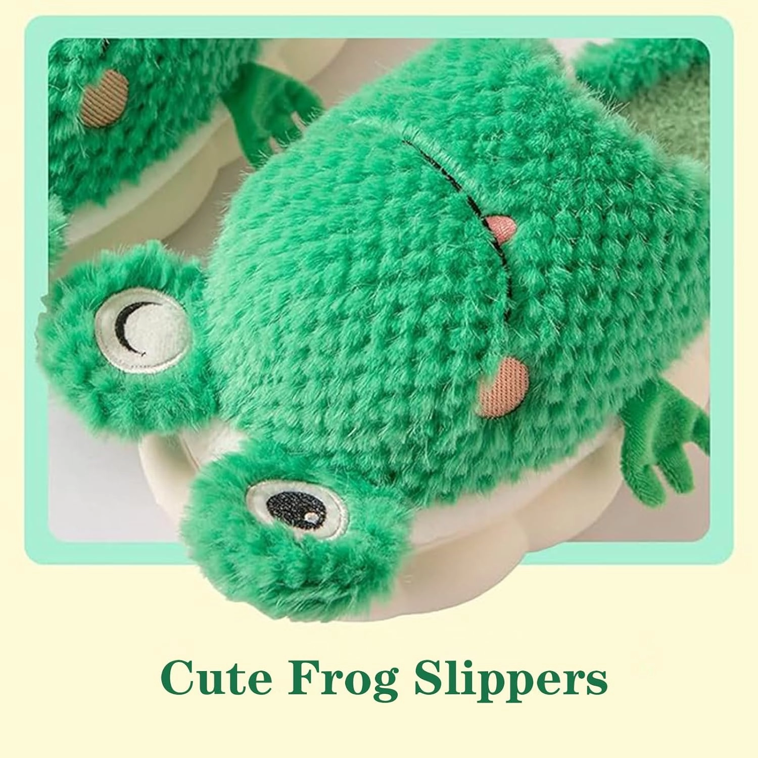 Frog Slippers Fuzzy Green Frog Slippers Cute Frog Indoor Winter Slippers Fluffy Plush Warm Indoor Outdoor Slippers Shoes for Women Men (12-13 Women/10-11 Men, Green Tree Frog)