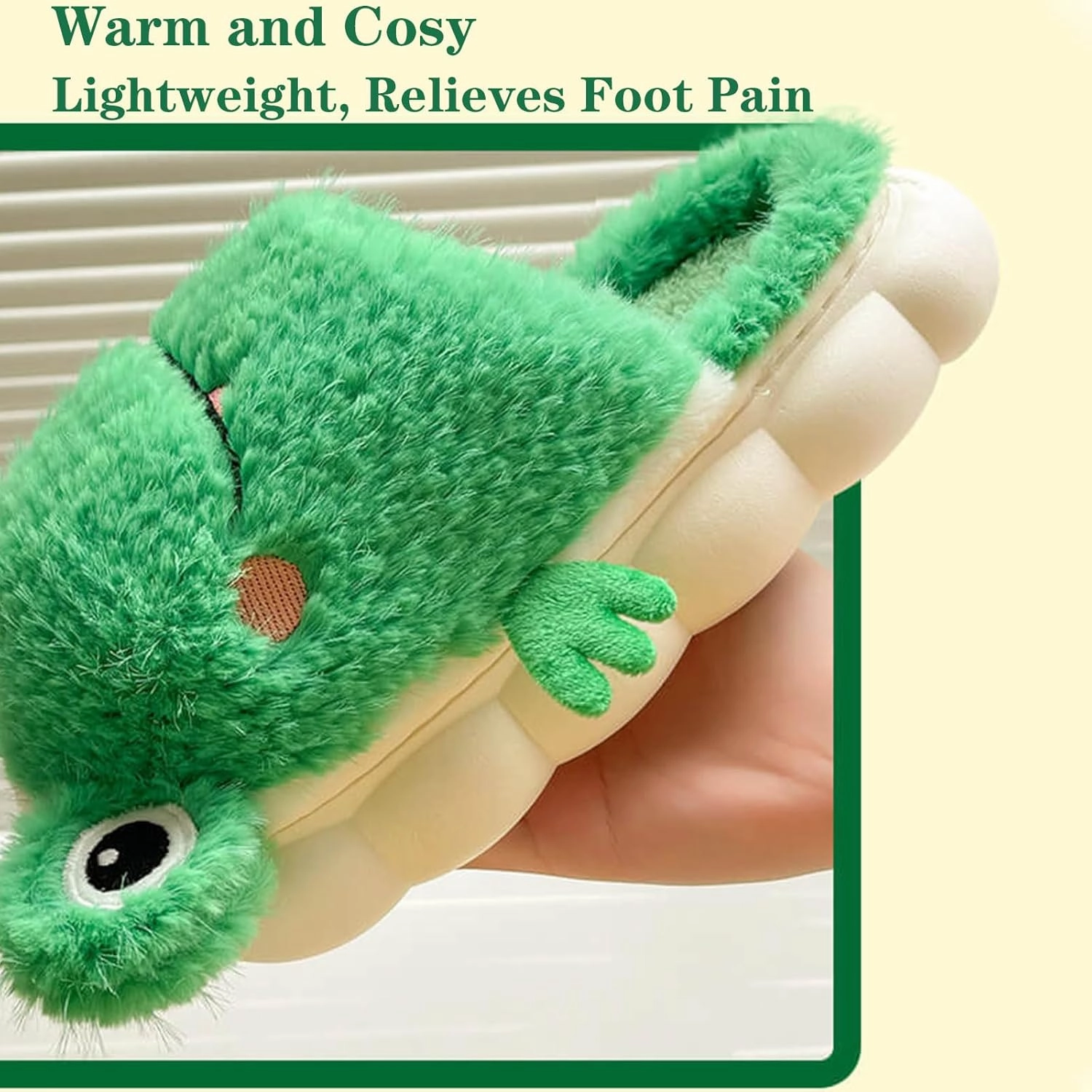 Frog Slippers Fuzzy Green Frog Slippers Cute Frog Indoor Winter Slippers Fluffy Plush Warm Indoor Outdoor Slippers Shoes for Women Men (12-13 Women/10-11 Men, Green Tree Frog)
