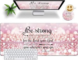 Full Desk XXL Mouse Pad 31.5 x 11.8 Dual Use for Gaming Office, Stitched Edge Mat with Non-Slip Base Large Computer Pad for Keyboard Mouse Pink Desk Mat Bible Glitter Sparkling