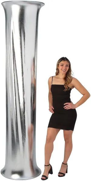 Fun Express 27" x 100" Silvertone Polyester Fabric Column Slipcover Decoration