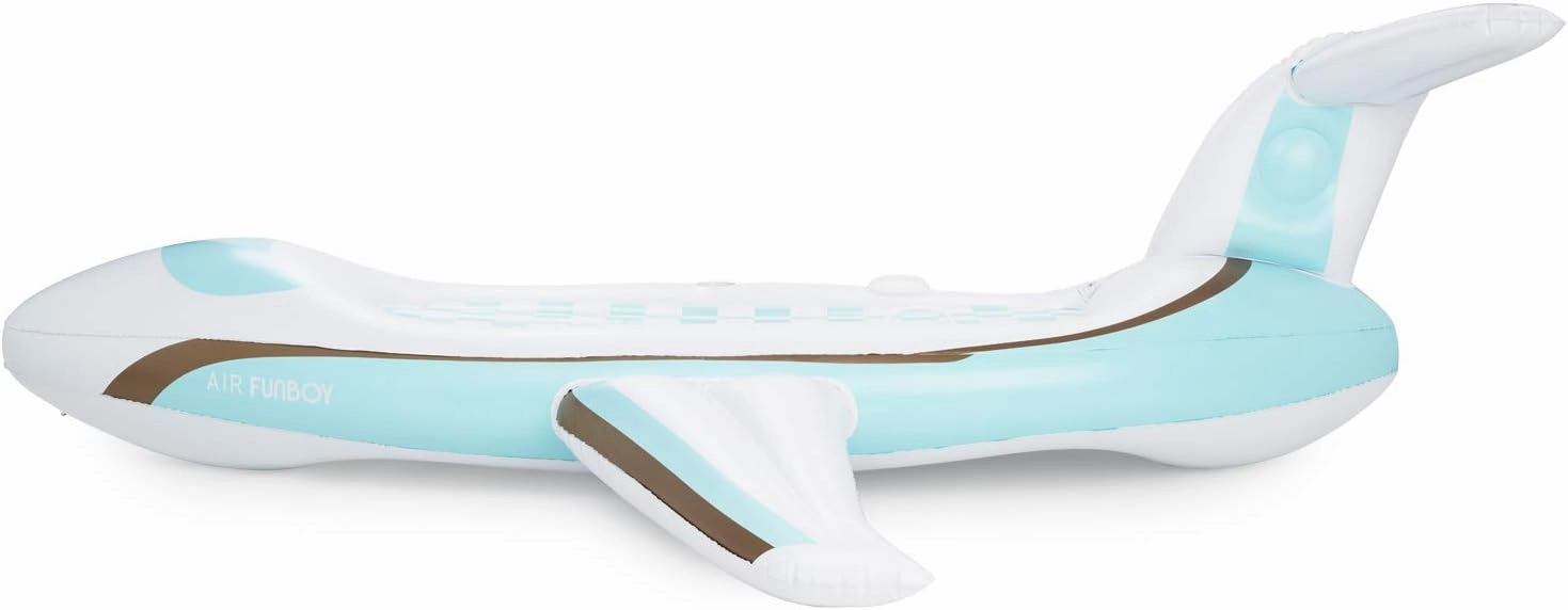 FUNBOY Giant Inflatable Luxury Private Jet Airplane Pool Float, Luxury Float for Summer Pool Parties and Entertainment White 71"x28"