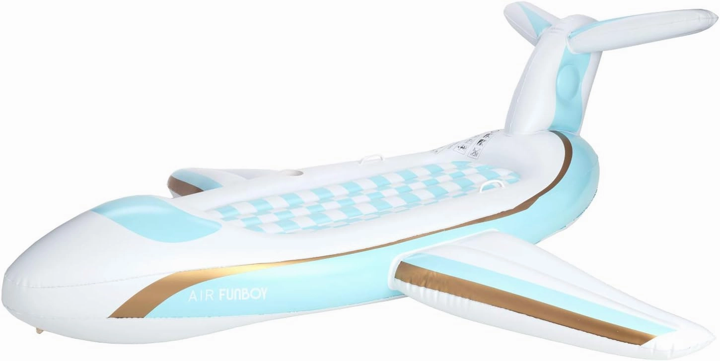 FUNBOY Giant Inflatable Luxury Private Jet Airplane Pool Float, Luxury Float for Summer Pool Parties and Entertainment White 71"x28"