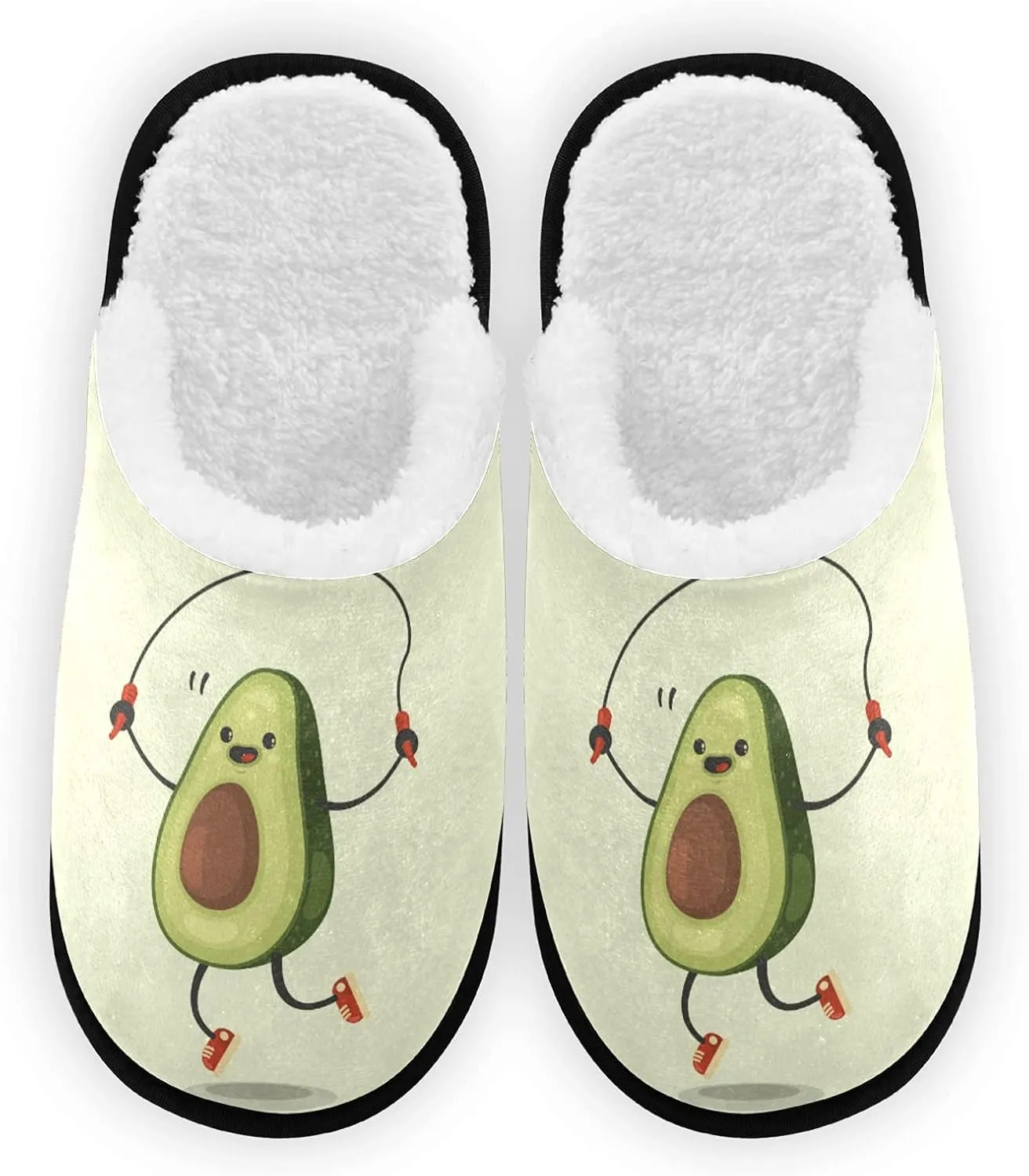 Funny Avocado Slippers For Women Girls, Soft Memory Foam Non-Slip Indoor House Slippers Home Shoes for Hotel Travel Bedroom Spa
