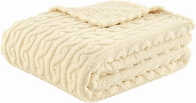 FY FIBER HOUSE Fleece Blanket – 3D Pattern Design Bedding Sherpa Throw Blanket for Camping, Travel Warm Super Soft Fluffy Cozy Decorative Twin 50”x60” Beige
