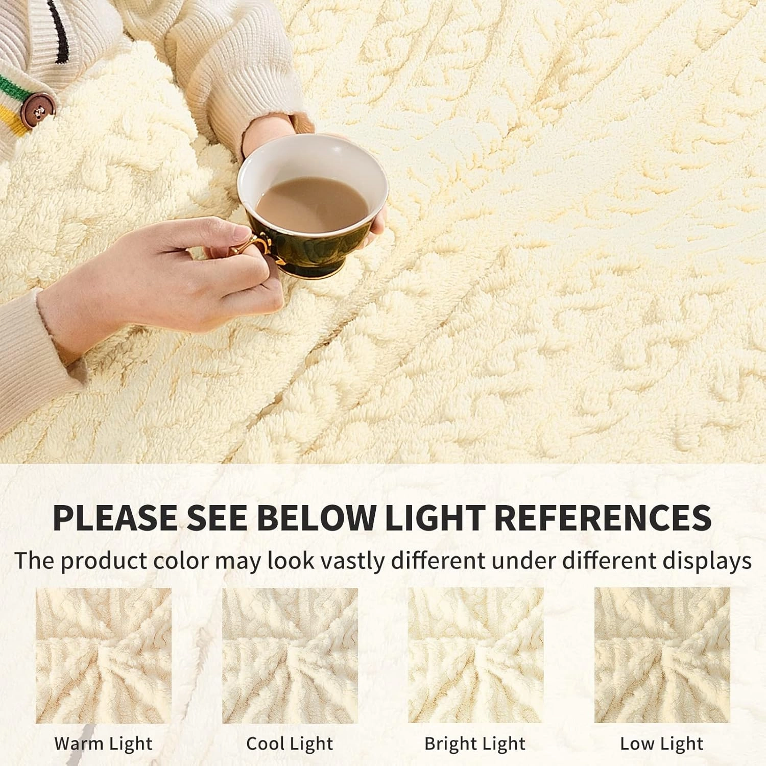 FY FIBER HOUSE Fleece Blanket – 3D Pattern Design Bedding Sherpa Throw Blanket for Camping, Travel Warm Super Soft Fluffy Cozy Decorative Twin 50”x60” Beige