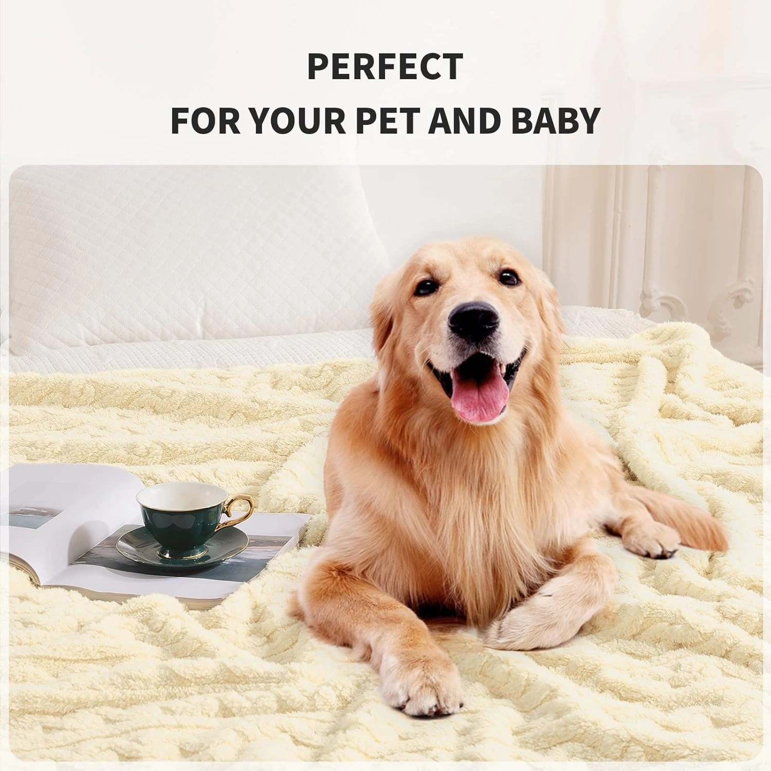 FY FIBER HOUSE Fleece Blanket – 3D Pattern Design Bedding Sherpa Throw Blanket for Camping, Travel Warm Super Soft Fluffy Cozy Decorative Twin 50”x60” Beige
