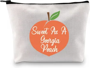 G2TUP Georgian Gift Sweet As A G Peach Makeup Bag Georgia State Pride Cosmetic Bag Peach Lover Gift Georgia Lover Zipper Travel Bag