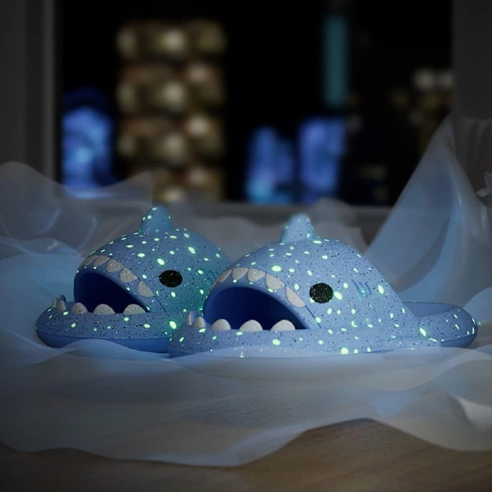 Galaxy Shark Slides, Cloud Shark Slides Glow in the Dark Thick Sole Non-slip Open Toe Shark Slippers