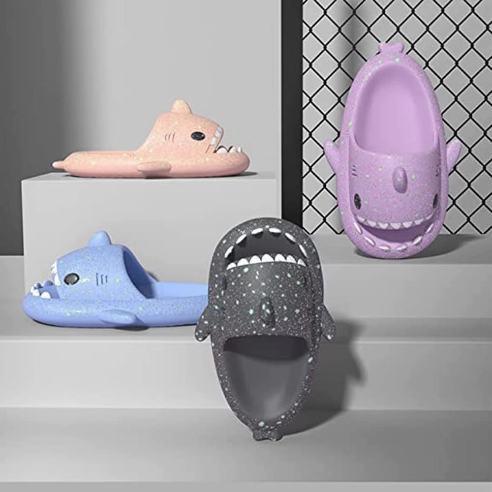Galaxy Shark Slides, Cloud Shark Slides Glow in the Dark Thick Sole Non-slip Open Toe Shark Slippers